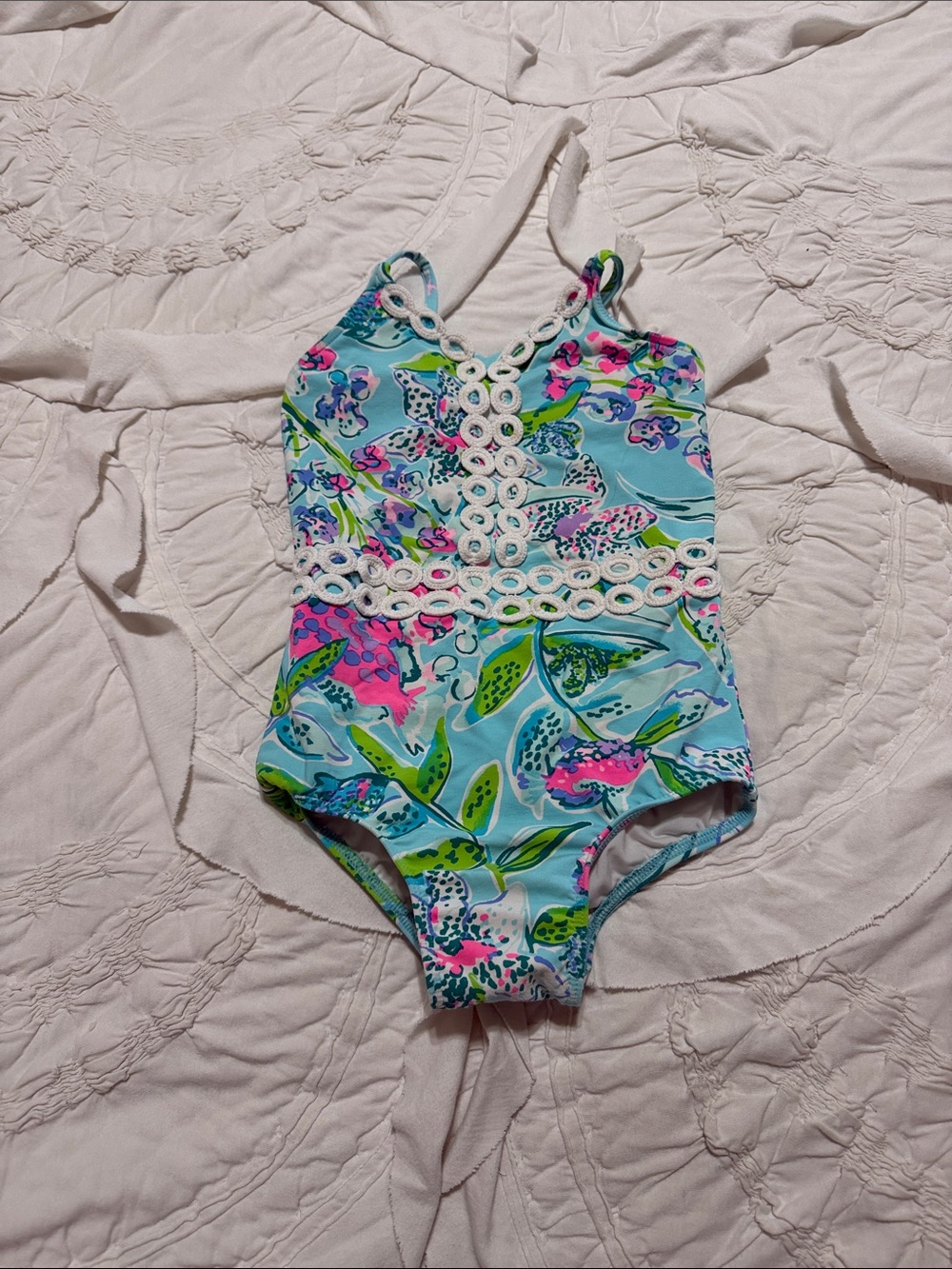 Lilly Pulitzer Girls One-Piece Swimsuit in Aqua, Pink, Green